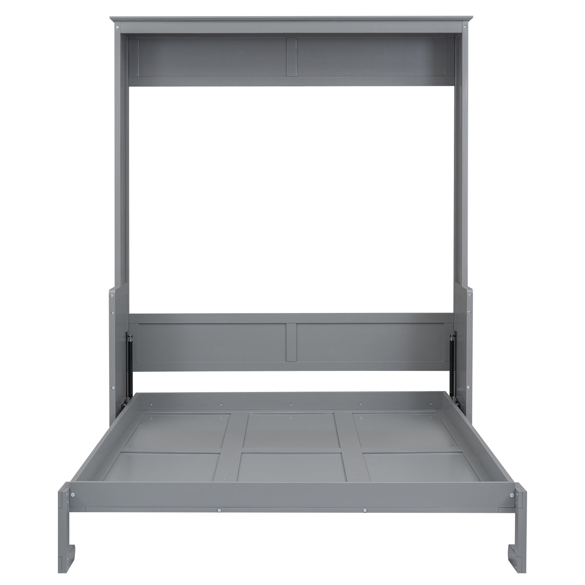 Queen Size Murphy Bed with Fold-Down Desk Shelf, Gray
