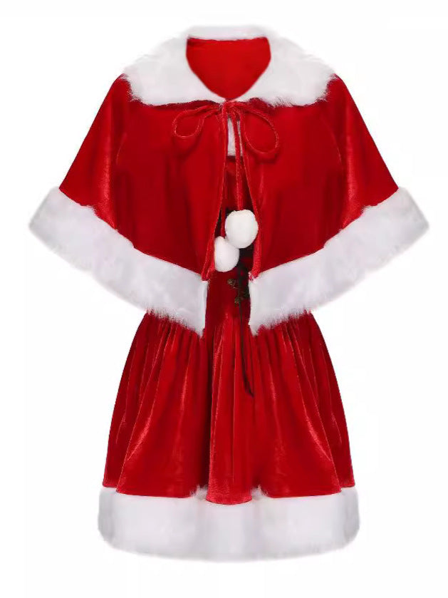 Women's Christmas Elf Costume – Dress, Shawl & Hat