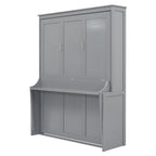 Queen Size Murphy Bed with Fold-Down Desk Shelf, Gray