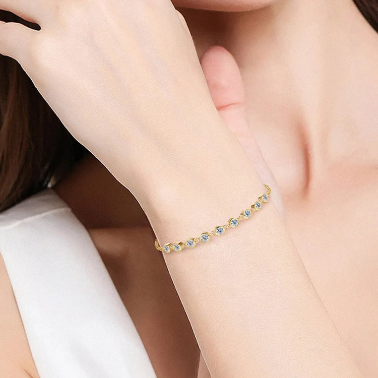 0.9-Carat Moissanite Sterling Silver Bracelet – 18.5 cm