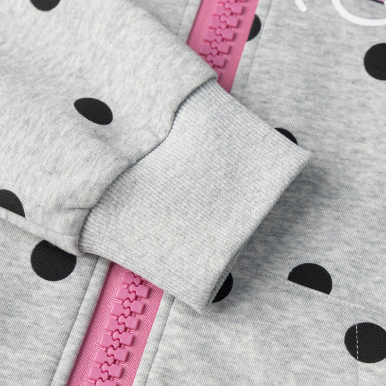 Men's Casual Streetwear Color-Block Polka Dot Hooded Zip-Up Cardigan Sweatshirt Jacket