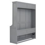 Queen Size Murphy Bed with Fold-Down Desk Shelf, Gray