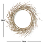 24-Inch Champagne Paper Wreath with LED Lights & Timer