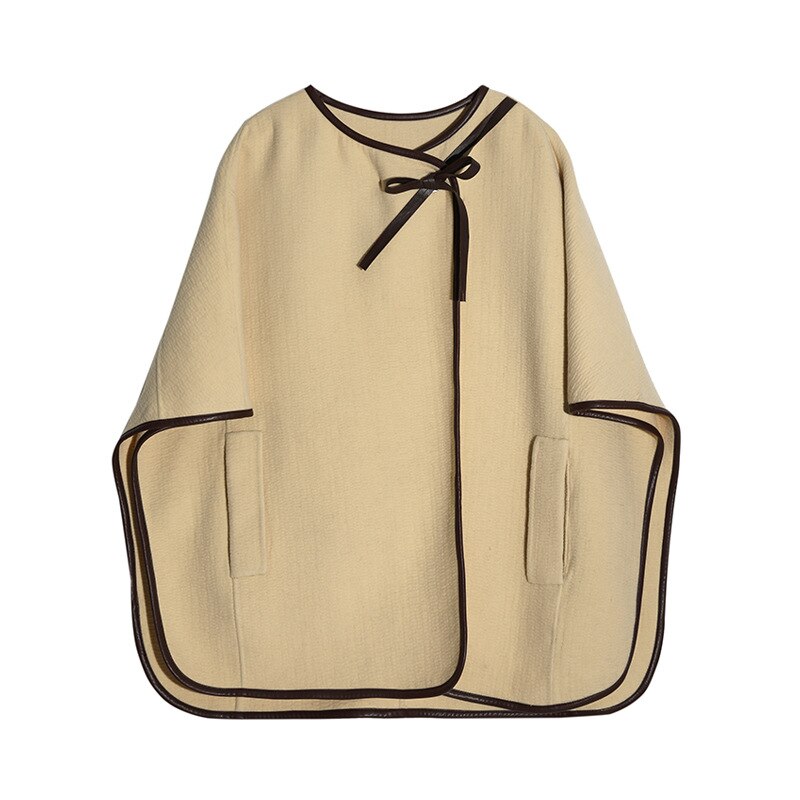 Women's Belted Polyester Coat with Raglan Sleeves