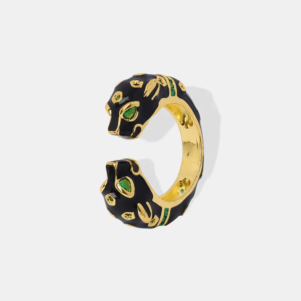 Panther-Inspired Copper Open Ring – Gold Tone