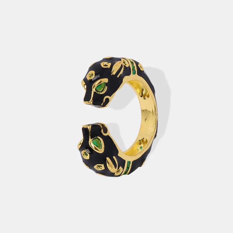 Panther-Inspired Copper Open Ring – Gold Tone
