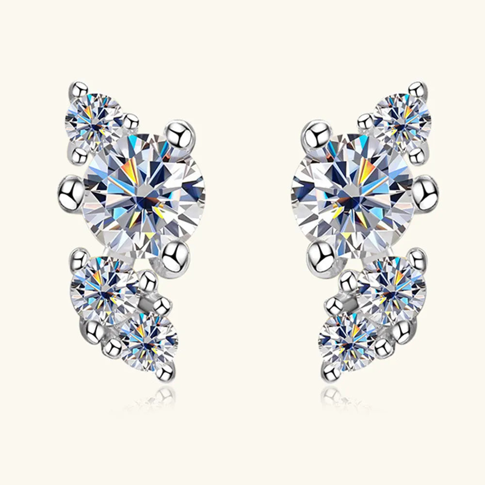 Moissanite Sterling Silver Stud Earrings – 6 mm, Pair