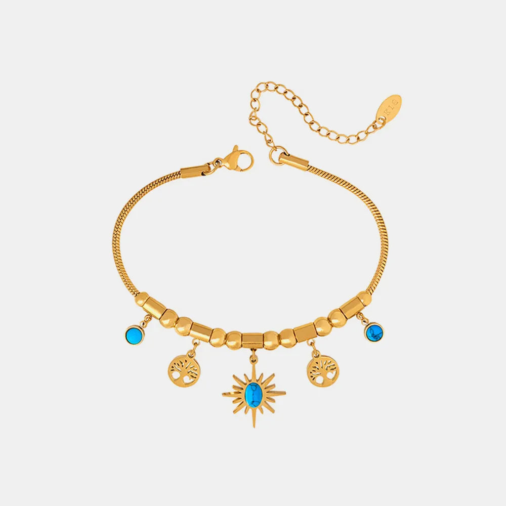 Gold-Plated Titanium Steel Charm Bracelet – 17 cm + 5 cm Extension
