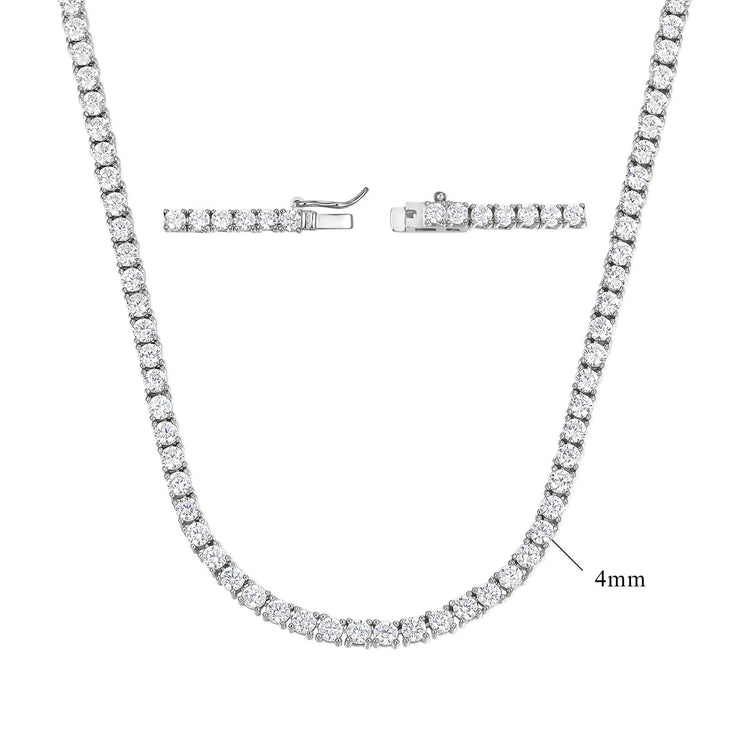 Zirconia Copper Necklace – 4 mm, White Gold Color