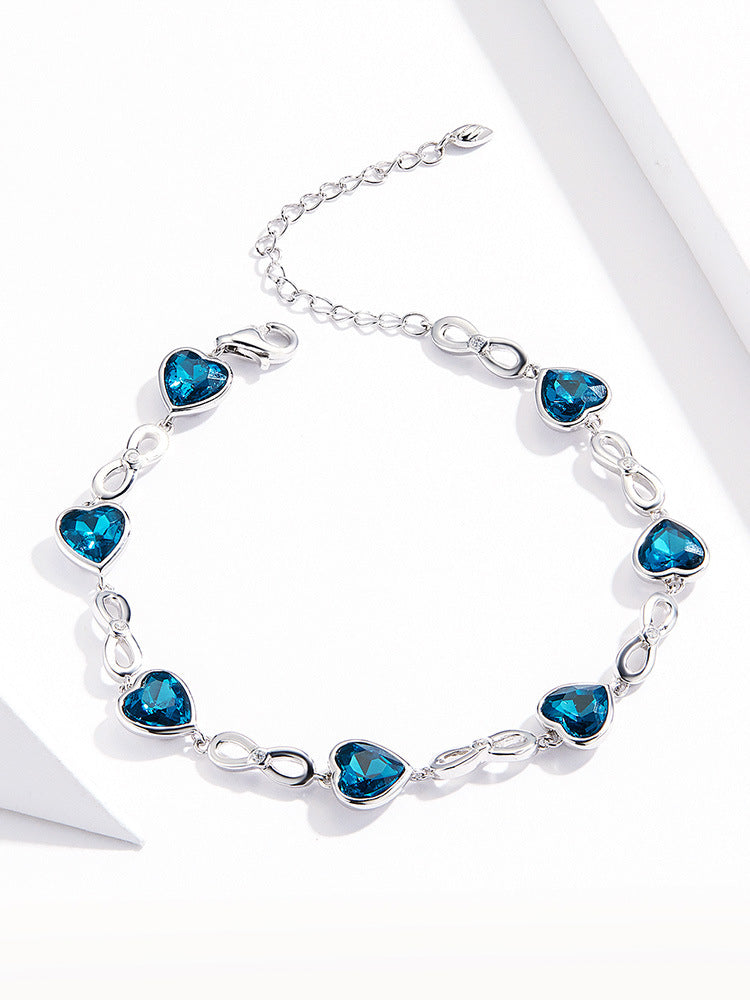 Platinum-Plated 925 Silver Rhinestone Bracelet