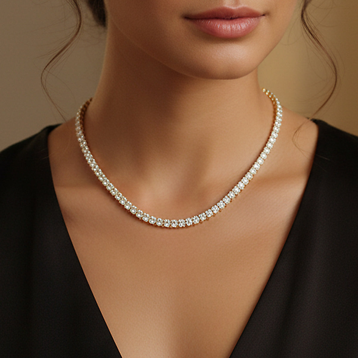 Zirconia Copper Necklace – 4 mm, White Gold Color