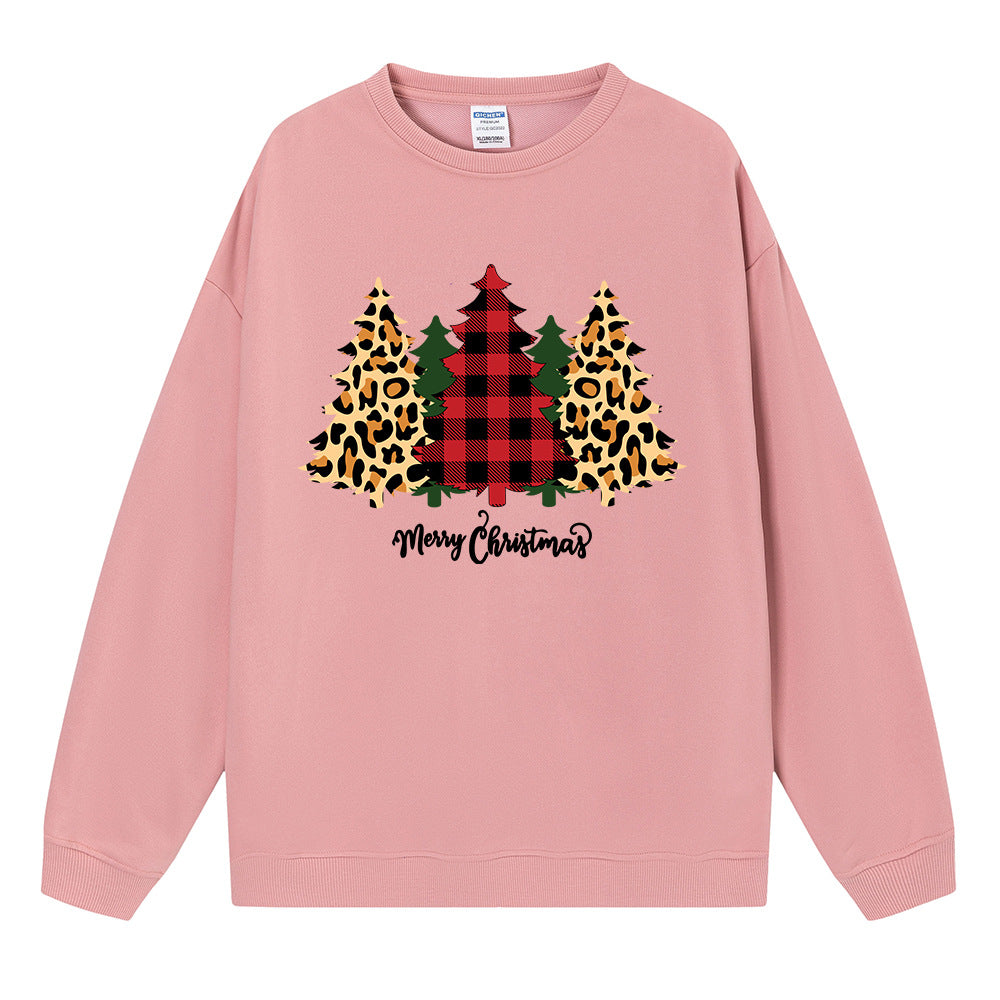 Christmas Tree Print Long-Sleeve Pullover Top