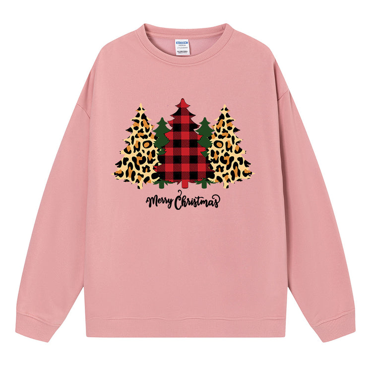 Christmas Tree Print Long-Sleeve Pullover Top
