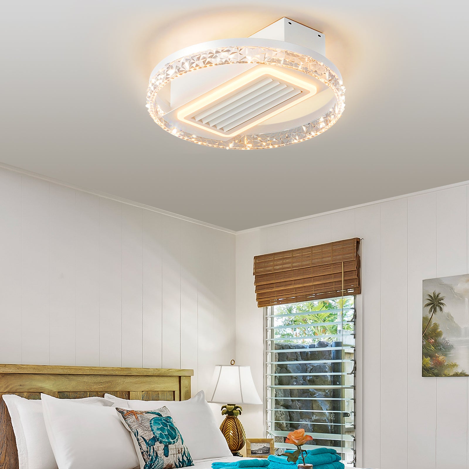 Bladeless Fan Lamp With Lights Dimmable  LED