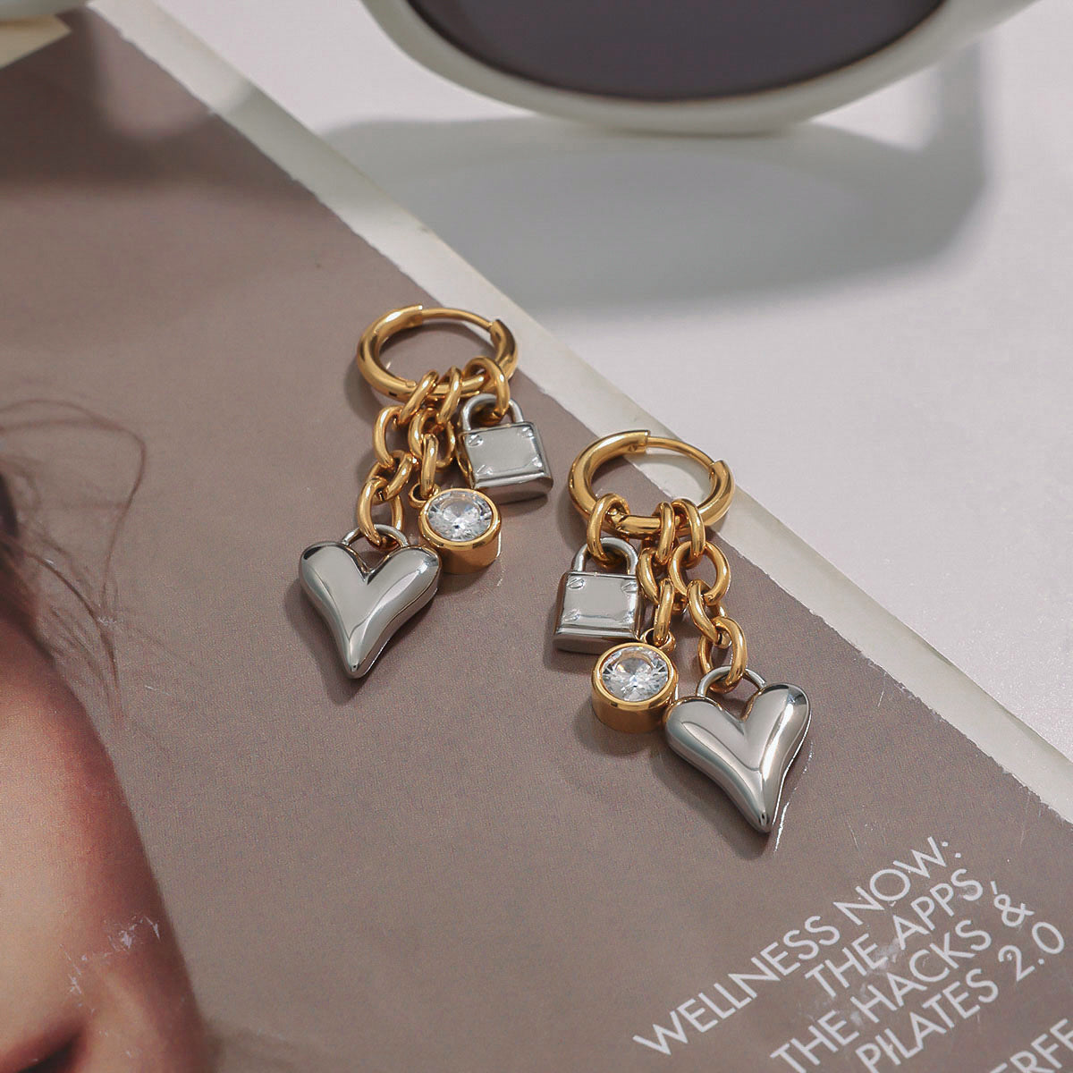 Heart-Shaped Stainless Steel Earrings – Gold Tone