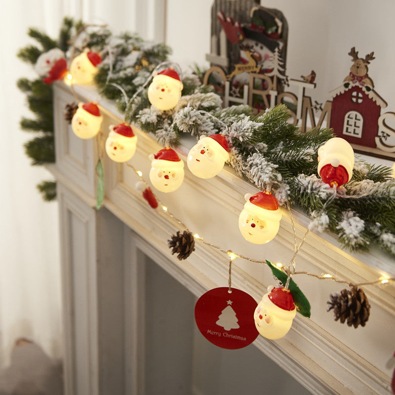 Christmas decoration, colorful lights, flashing lights, string lights, elderly people, snowmen, LED light string, evening scene, Christmas tree arrangement
