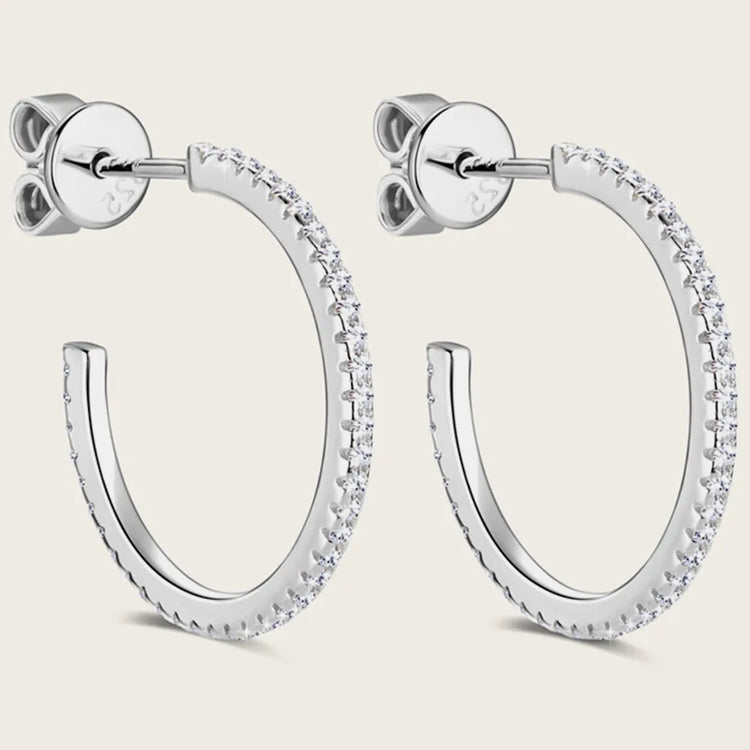 Moissanite Sterling Silver C-Hoop Earring – 19.3 mm, Single