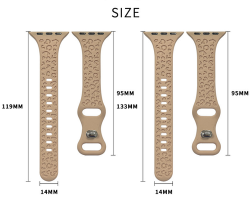 Apple Watch Silicone Strap – Slim Leopard Print Band with Butterfly Clasp