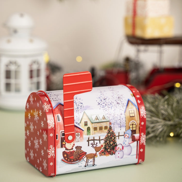 Christmas Tin Mailbox Gift Box