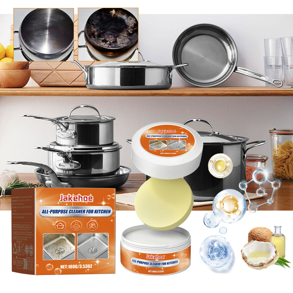 Jakehoe Kitchen Multi-Functional Cleaning Cream, Stove Hood Pan Bottom Cleaning Grease Multi-Functional Cleaning Cream