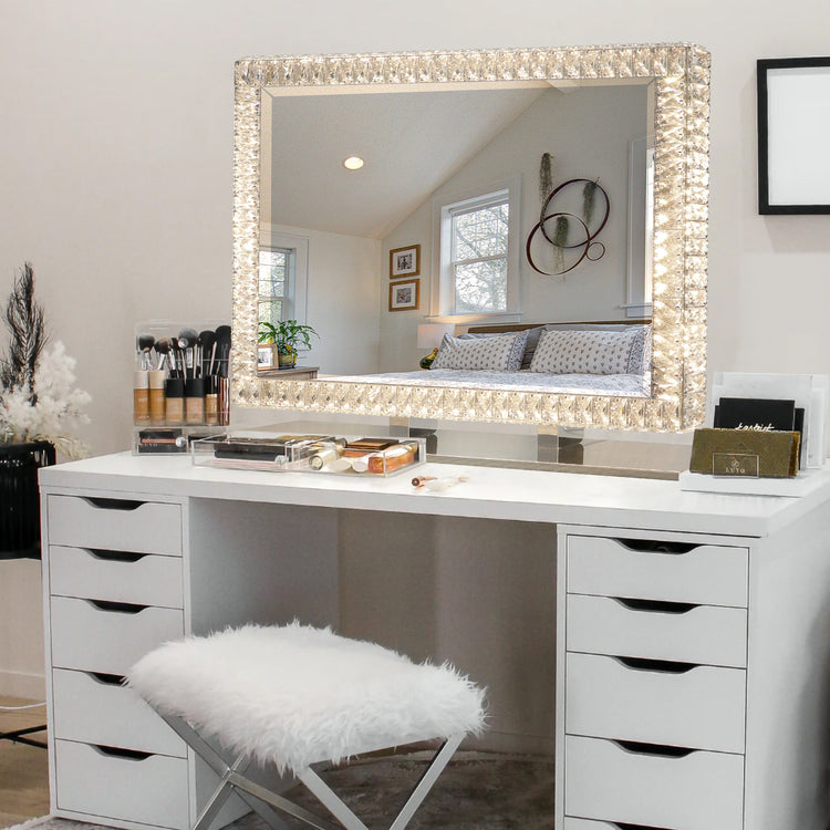 Crystal LED Makeup Mirror with Dimmable Lighting