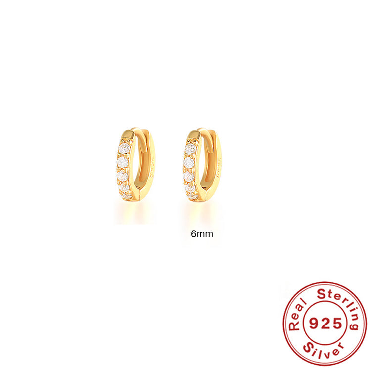Round Stud Earrings in 925 Sterling Silver – Multiple Colors & Sizes
