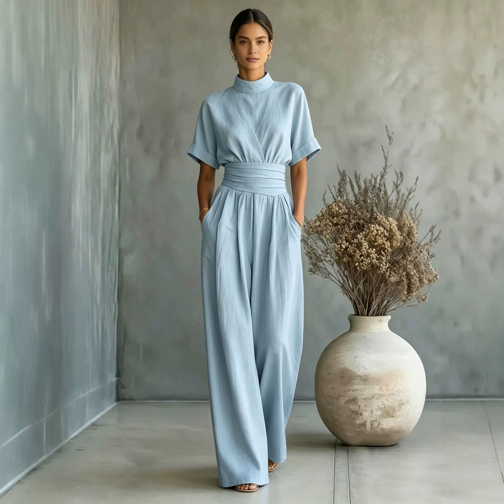 Unisex High-Neck Wide-Leg Jumpsuit