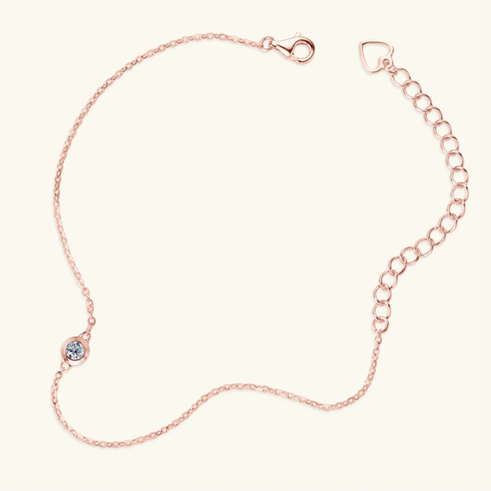 Moissanite Sterling Silver Bracelet – 16.5 cm + 5 cm Extension