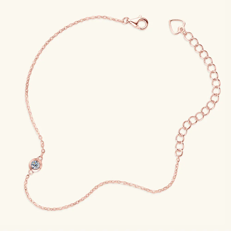 Moissanite Sterling Silver Bracelet – 16.5 cm + 5 cm Extension