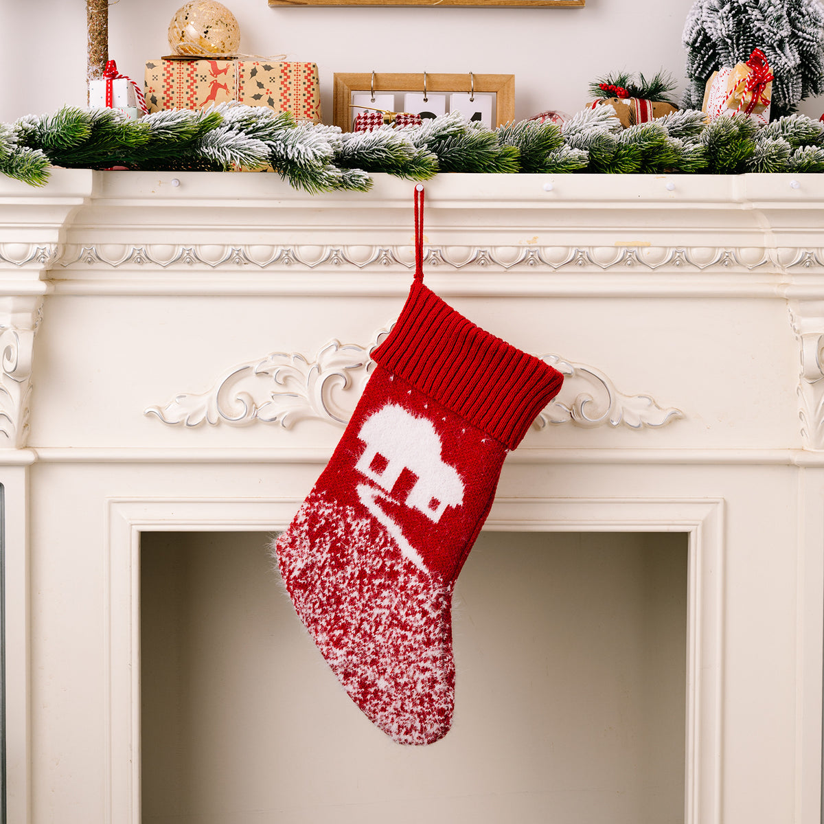 Patterned Fabric Christmas Stocking – 41 cm