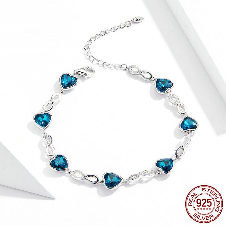 Platinum-Plated 925 Silver Rhinestone Bracelet