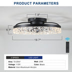 19.7-Inch Black Ceiling Fan with Dimmable LED Light & Remote