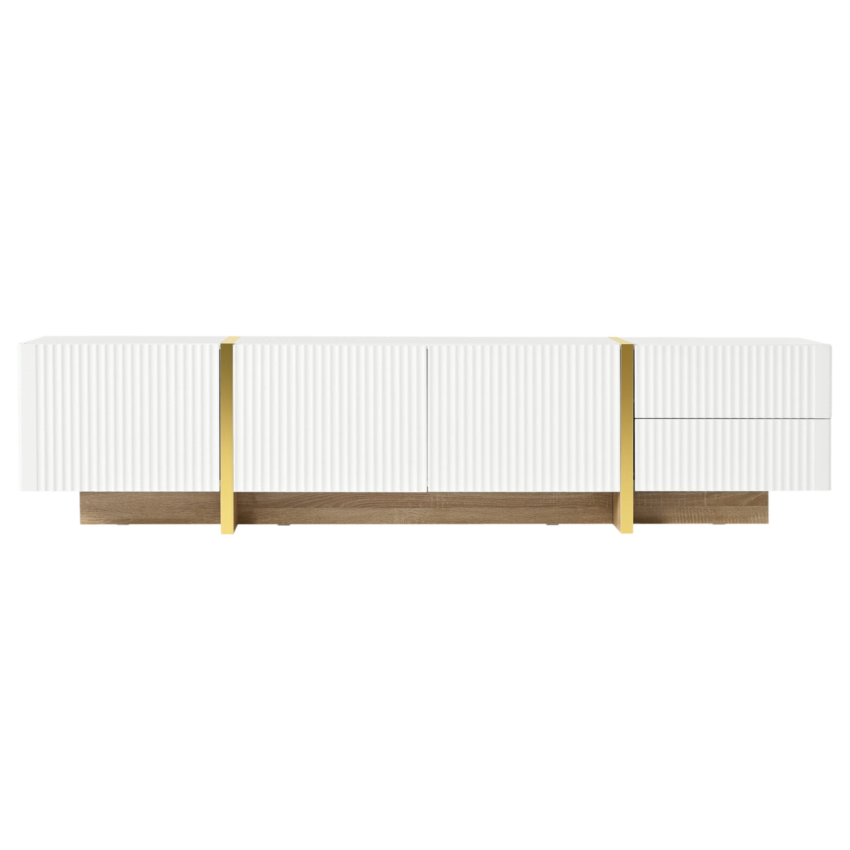 Luxury Fluted TV Stand for TVs Up to 80'', Modern Entertainment Center with Storage Cabinets & Drawer White