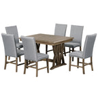 TOPMAX 7-Piece Extendable Dining Set, Golden Brown & Gray
