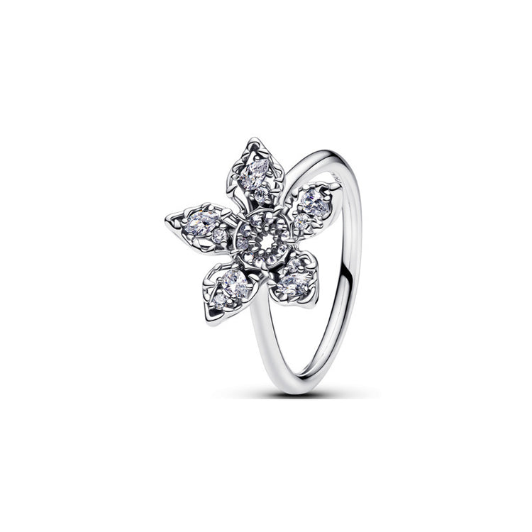 Panda Dora S925 Silver Ring with Pav&eacute; Set Sparkling Starlight Bow, Fashionable Elegant Women's Ring, Cuban Chain Pair Ring