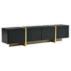 Luxury Fluted TV Stand for TVs Up to 80'', Modern Entertainment Center with Storage Cabinets & Drawers Black