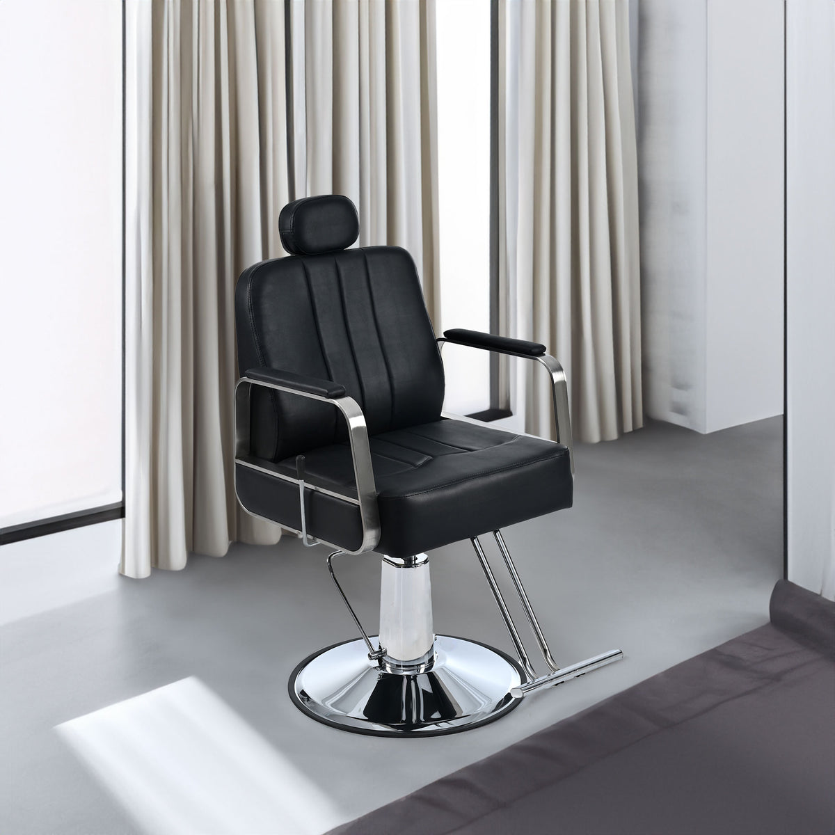 Premium Reclining barber Chair Salon Chair for Hair Stylist with Heavy Duty Hydraulic Pump, 360° Rotation  Black