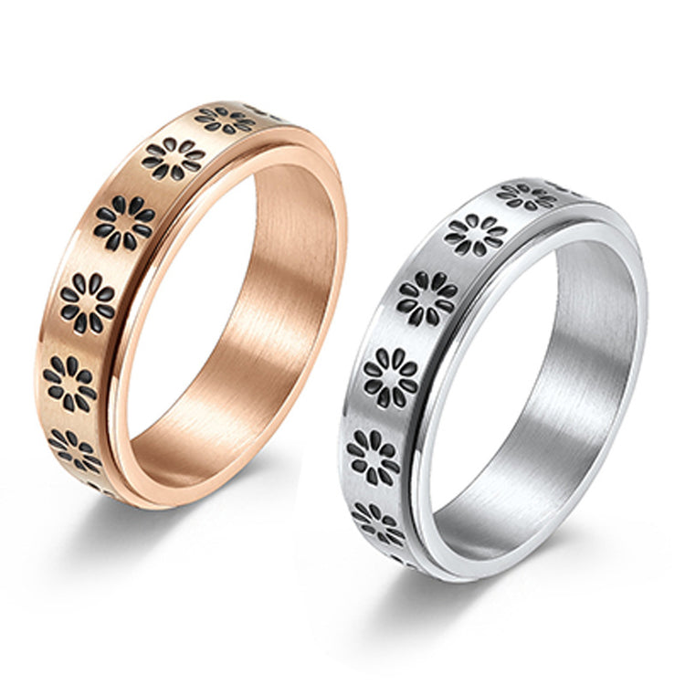Sunflower Titanium Steel Ring – Four Color Combinations