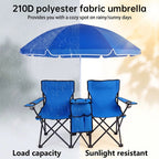 Double Camping Loveseat with Canopy – 600 lb Capacity, Cup Holders & Side Table, Foldable Outdoor Chair for Beach & Park