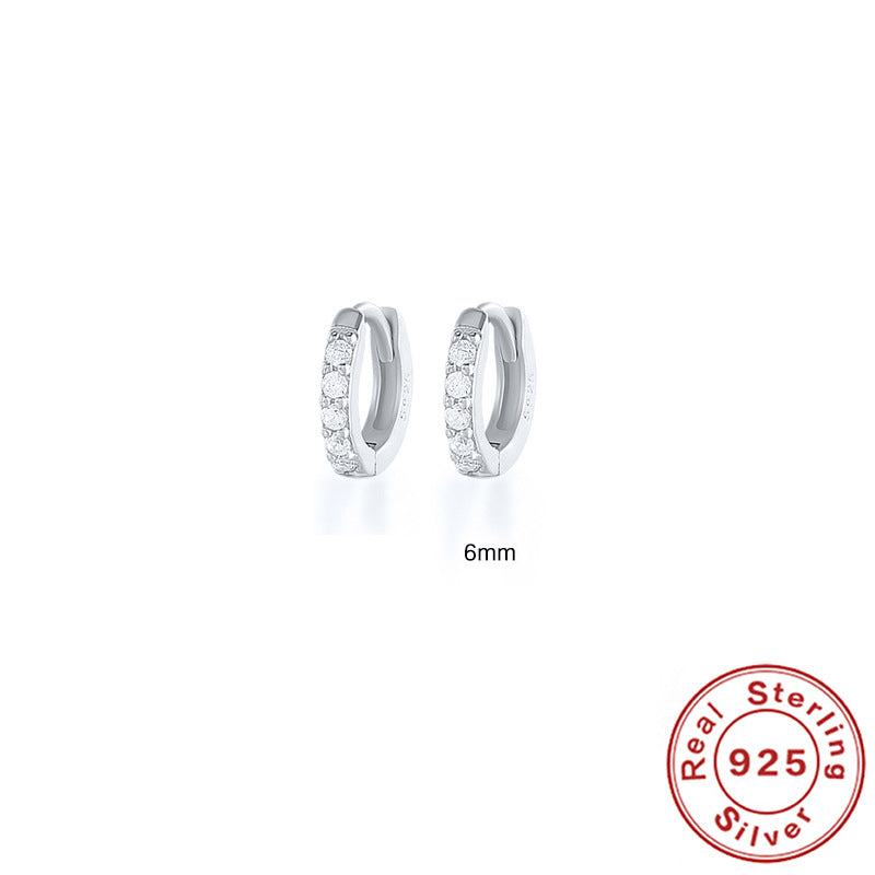 Round Stud Earrings in 925 Sterling Silver – Multiple Colors & Sizes