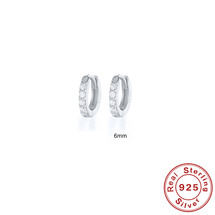 Round Stud Earrings in 925 Sterling Silver – Multiple Colors & Sizes