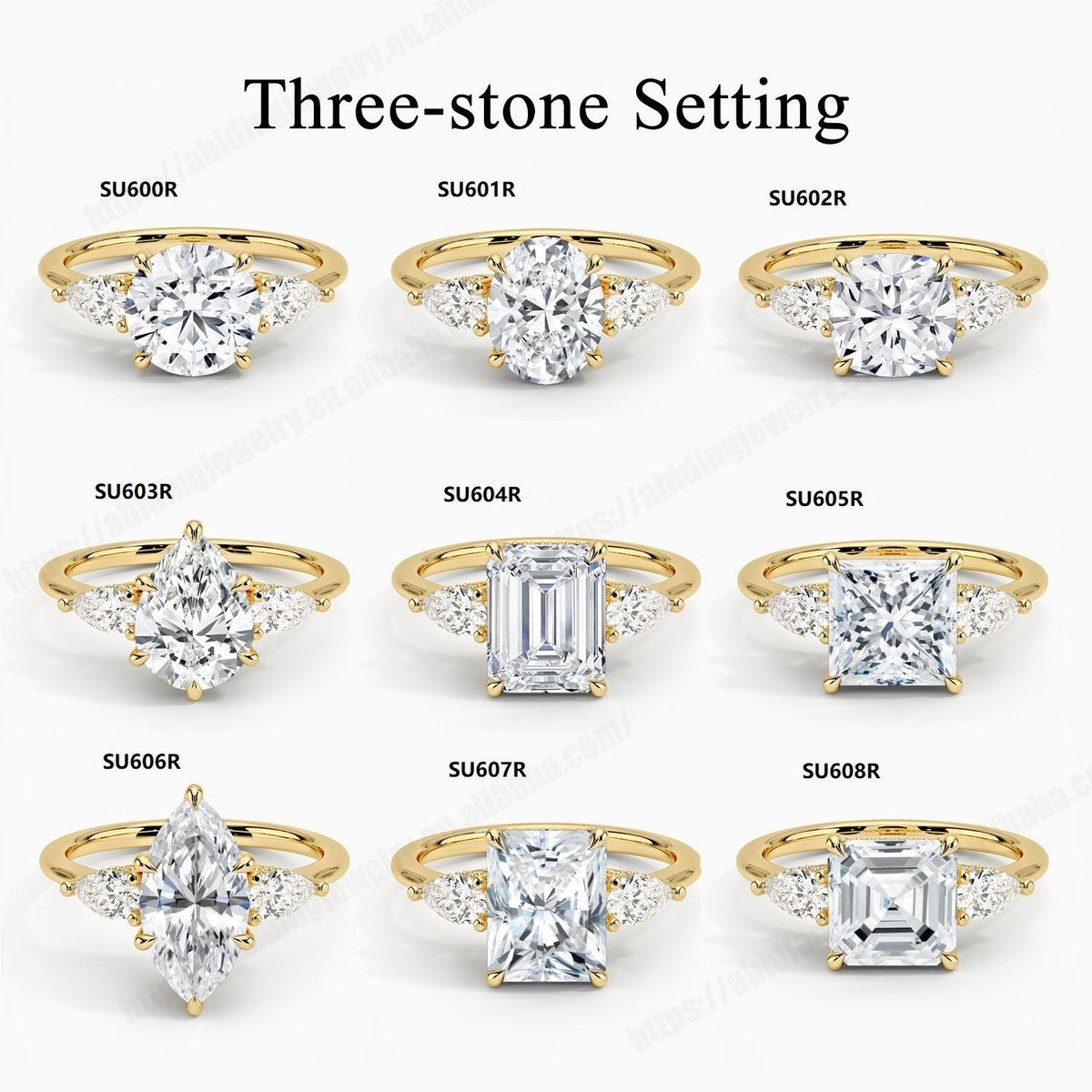 Three-Stone Lab-Grown Diamond Ring | 18K Gold Plated S925 Silver