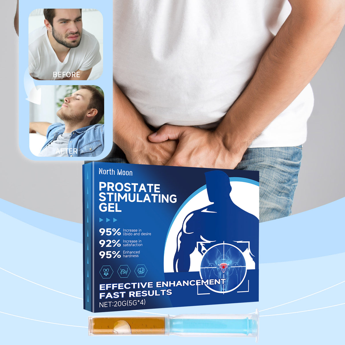 North Moon Men's Treatment Gel, Gentle Moisturizing Herbal Treatment Gel For Men's Topical Massage