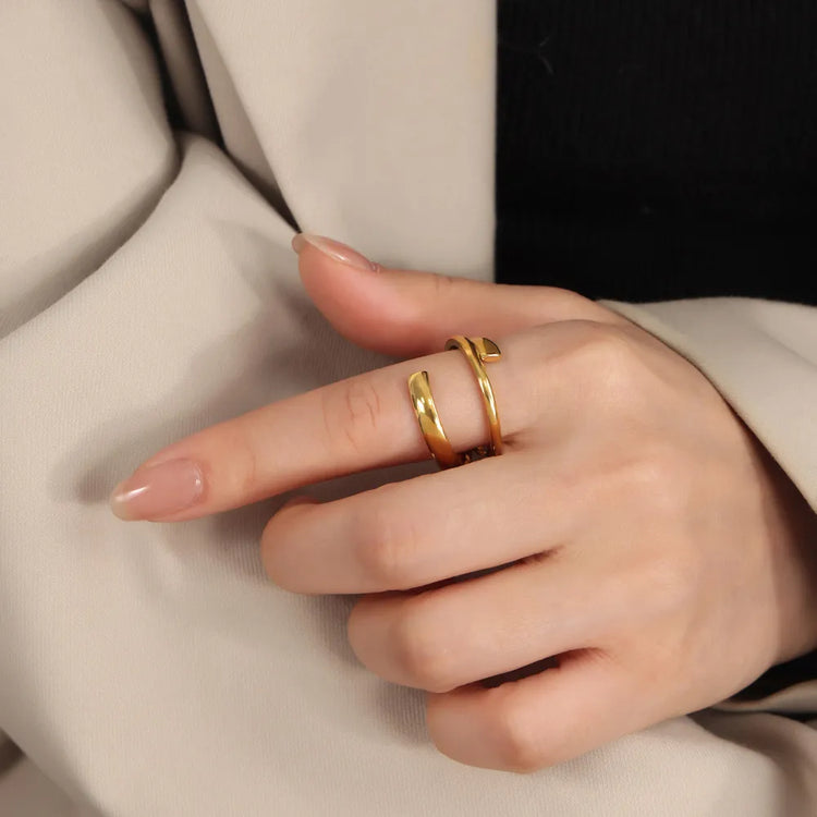 Layered Wrap Titanium Steel Ring – Gold or Silver Tone