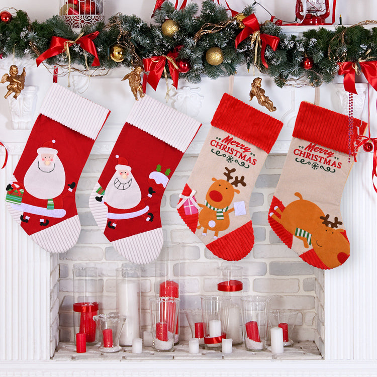 Cartoon Reindeer & Santa Christmas Stocking – 48 cm