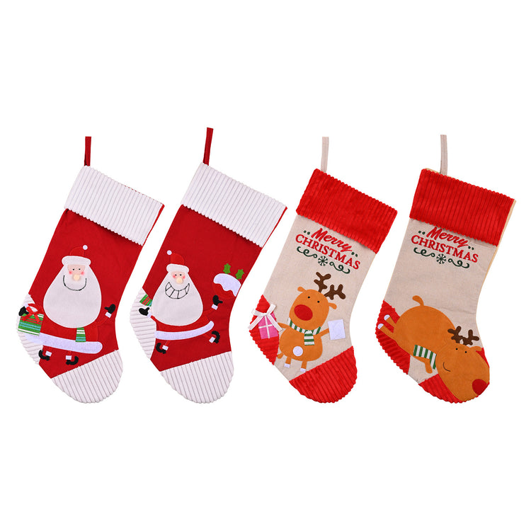 Cartoon Reindeer & Santa Christmas Stocking – 48 cm