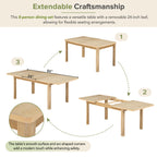 TOPMAX Extendable 84" Dining Table Set with 8 Upholstered Chairs, 9-Piece, Beige Brown