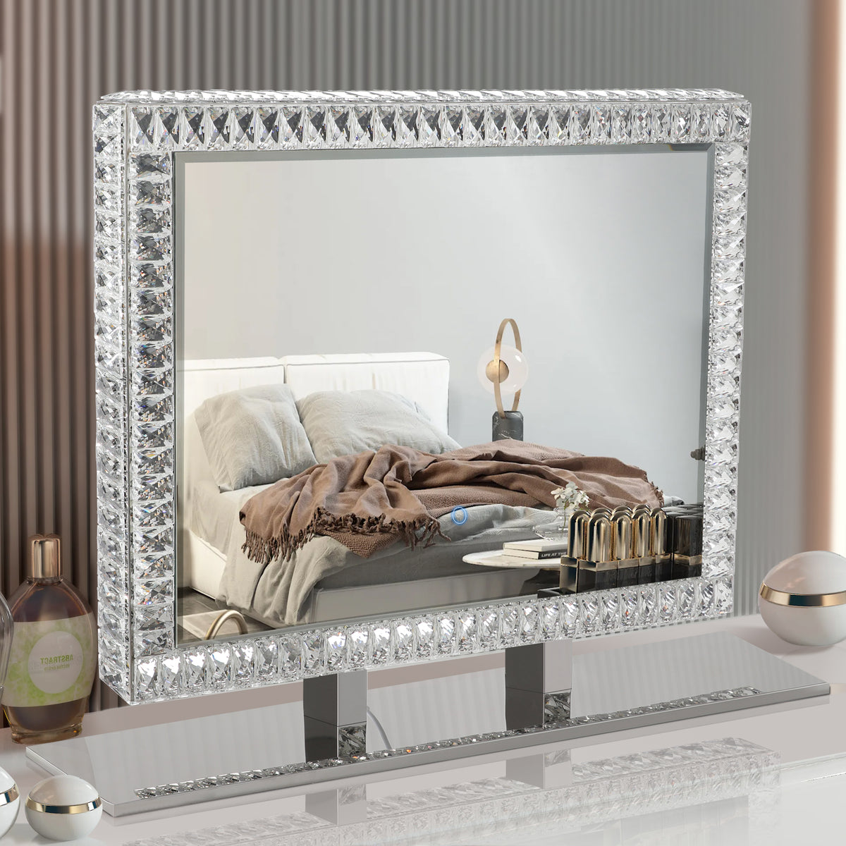 Crystal LED Makeup Mirror with Dimmable Lighting