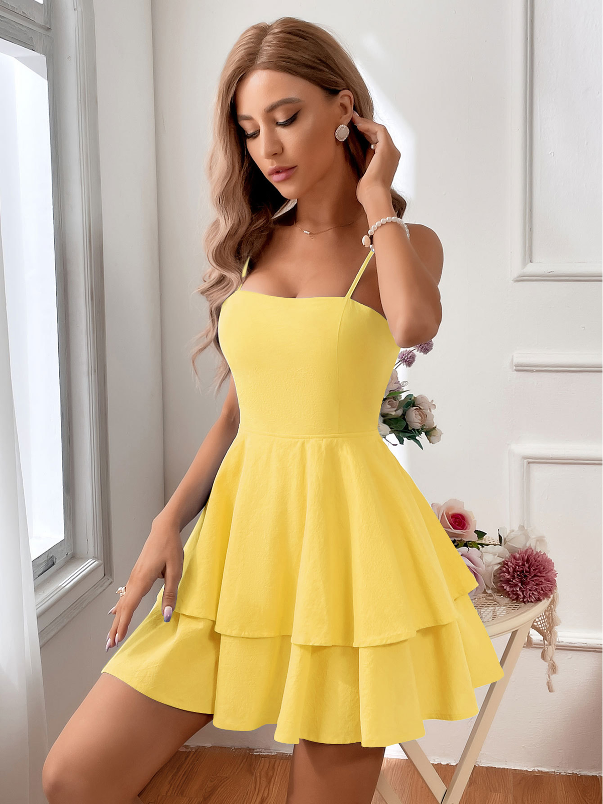 Women's Cotton Square-Neck A-Line Dress