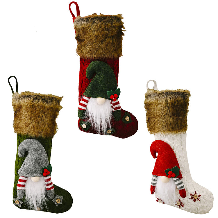 Plush Gnome Christmas Stocking – 43 cm